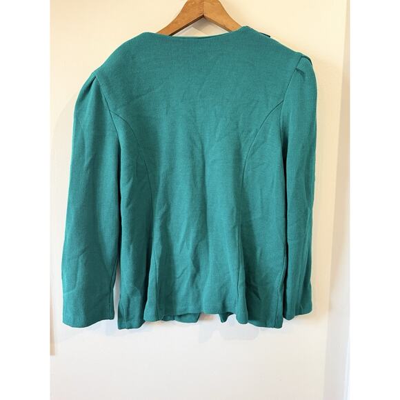 Vtg 90's Matthew & David Sweater Womens Sz 18 Green Collared Grandma Cottagecore - Picture 5 of 7